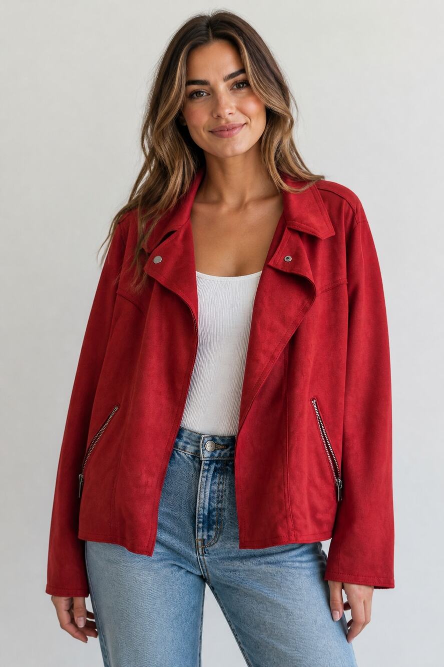 Philosophy Red Faux Leather Jacket 1X - Picture 1 of 7